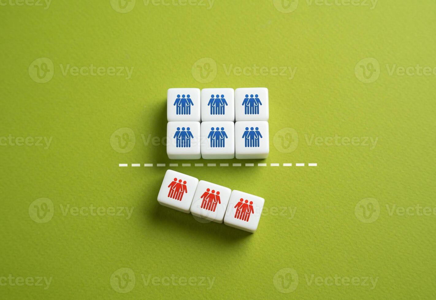Some workers are subject to layoffs. Reduction of the staff. The concept of dismissal. Optimization, reduction of part of the staff. Reduce costs, increase productivity. photo