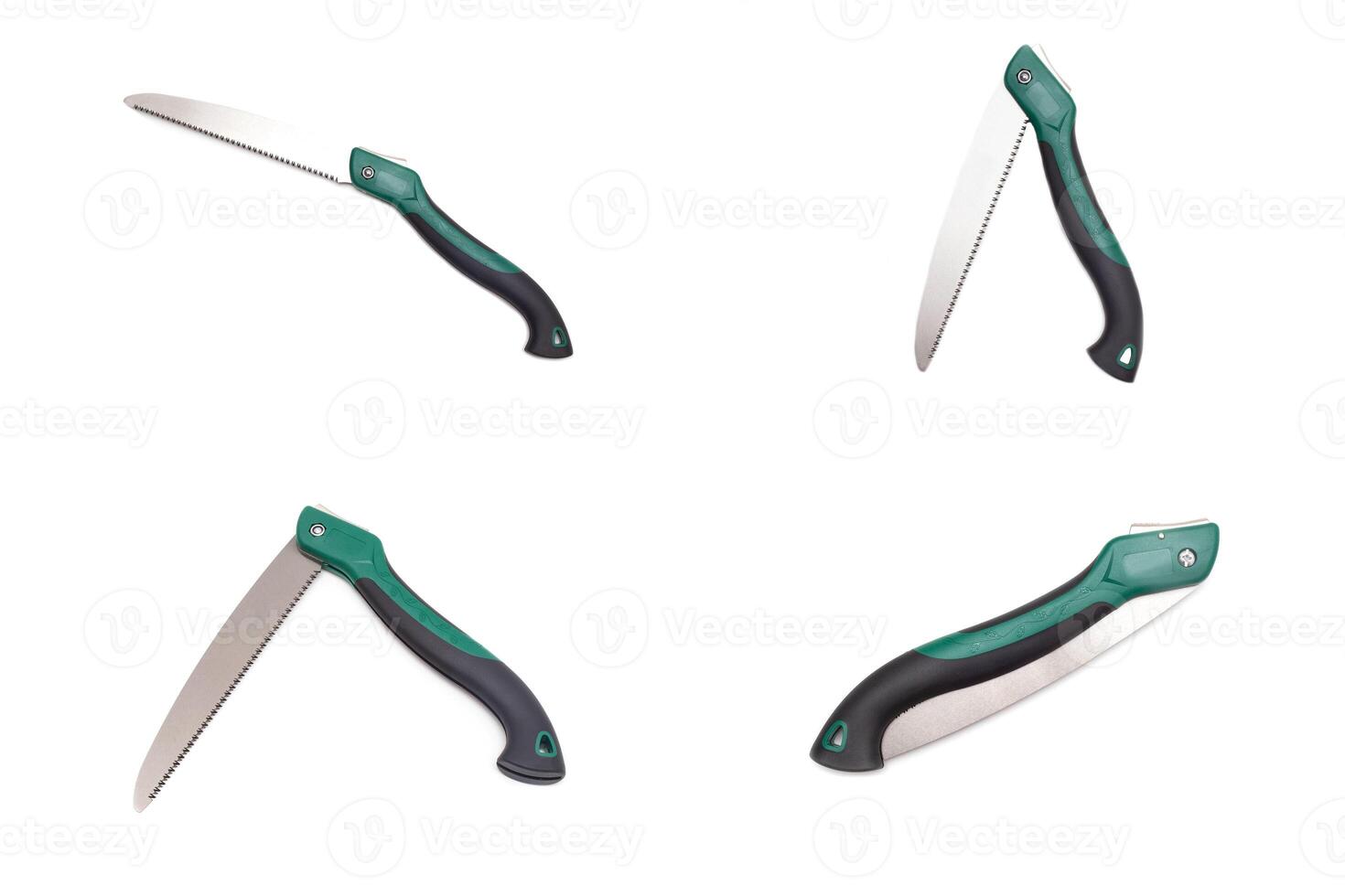 Folding hand saw lopper for pruning branches and tree on white background, isolate photo