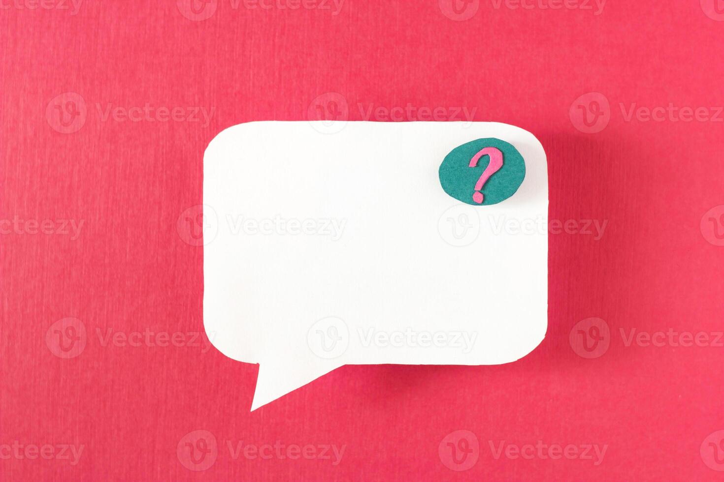 Symbol sign message from a white paper on a red background, social network, message, question photo