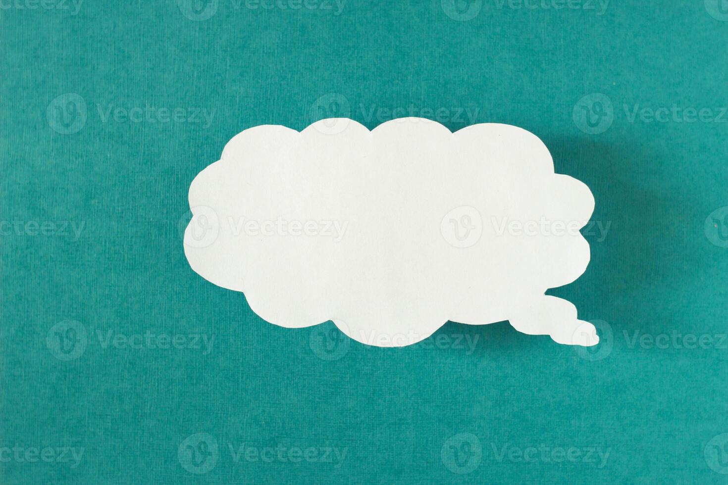 Message in the form of a cloud of paper on a turquoise background, social networks, eddy photo