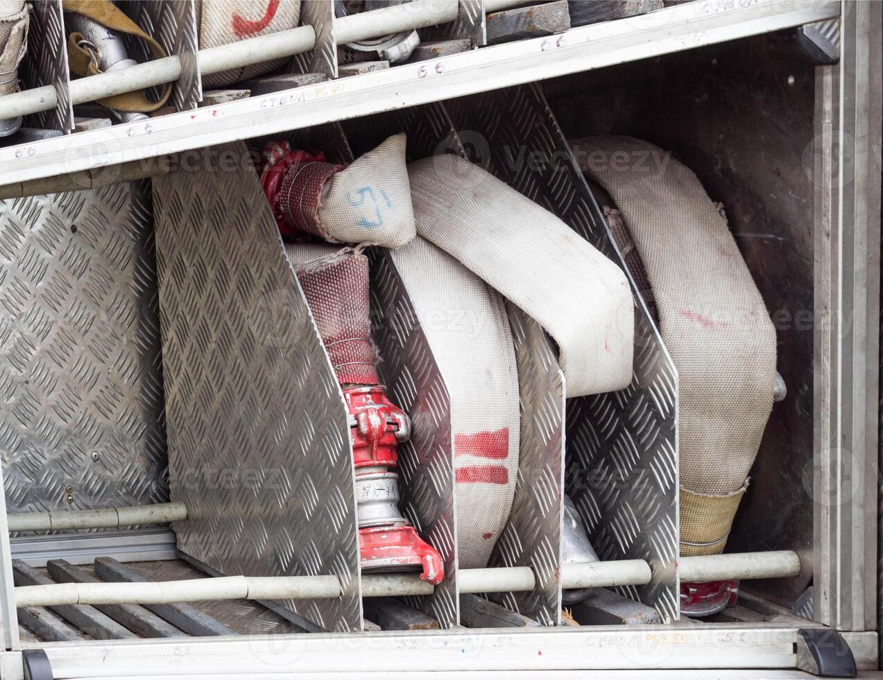 Firefighting hoses fire fighting equipment, close-up, emergency, firehose photo
