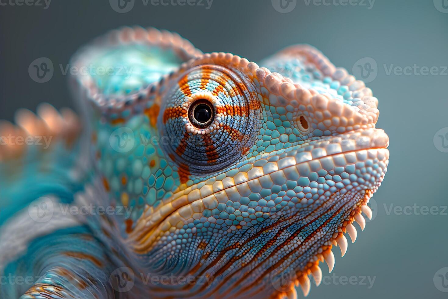 Vibrant Chameleon Close-Up Detailed Reptile Textures in Focus for Nature Photography photo