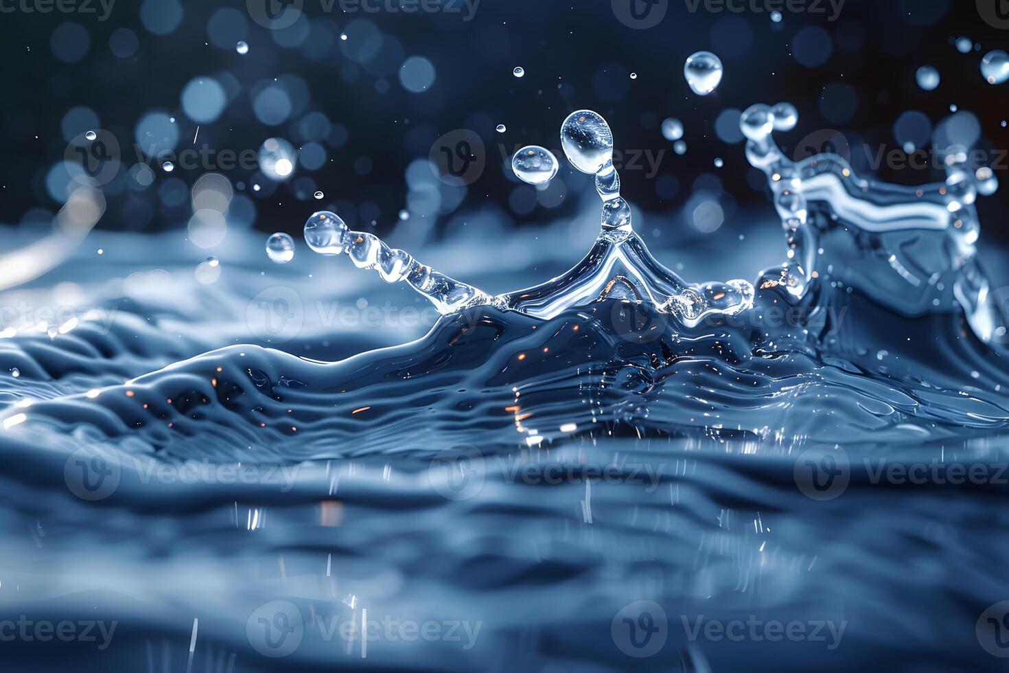 Abstract Water Splash with Dynamic Ripples and Light Reflections in Motion photo