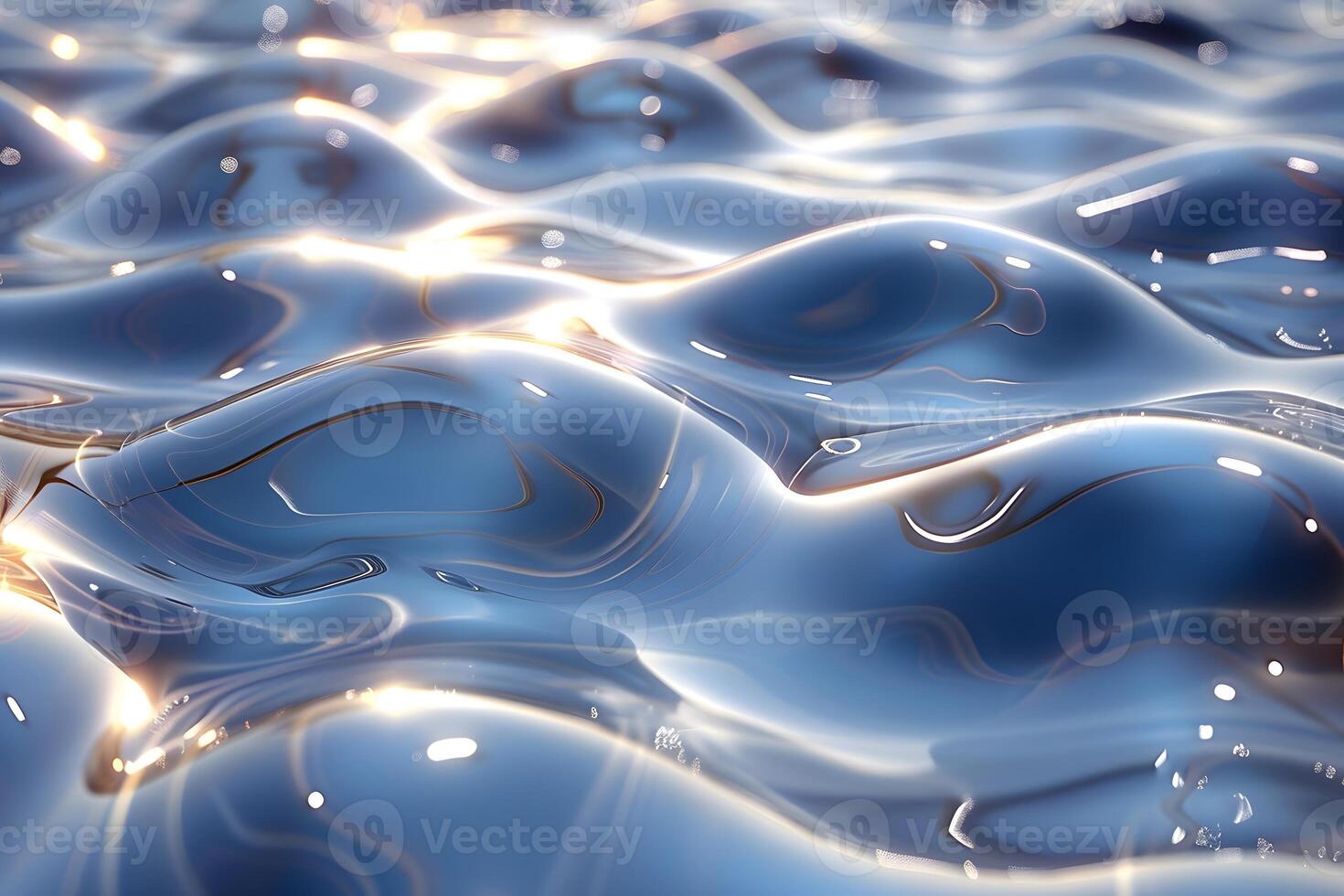 Abstract Fluid Waves with Glossy Reflections and Sunlight Highlights for Modern Design photo