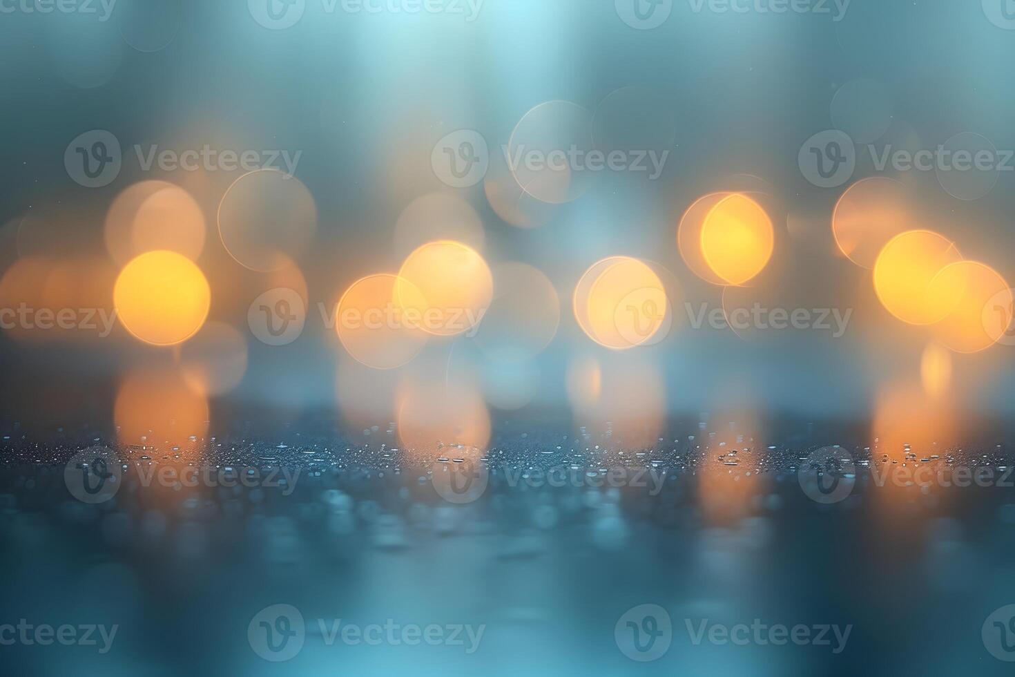Elegant Abstract Bokeh Lights in Soft Blue and Orange for Background or Design photo