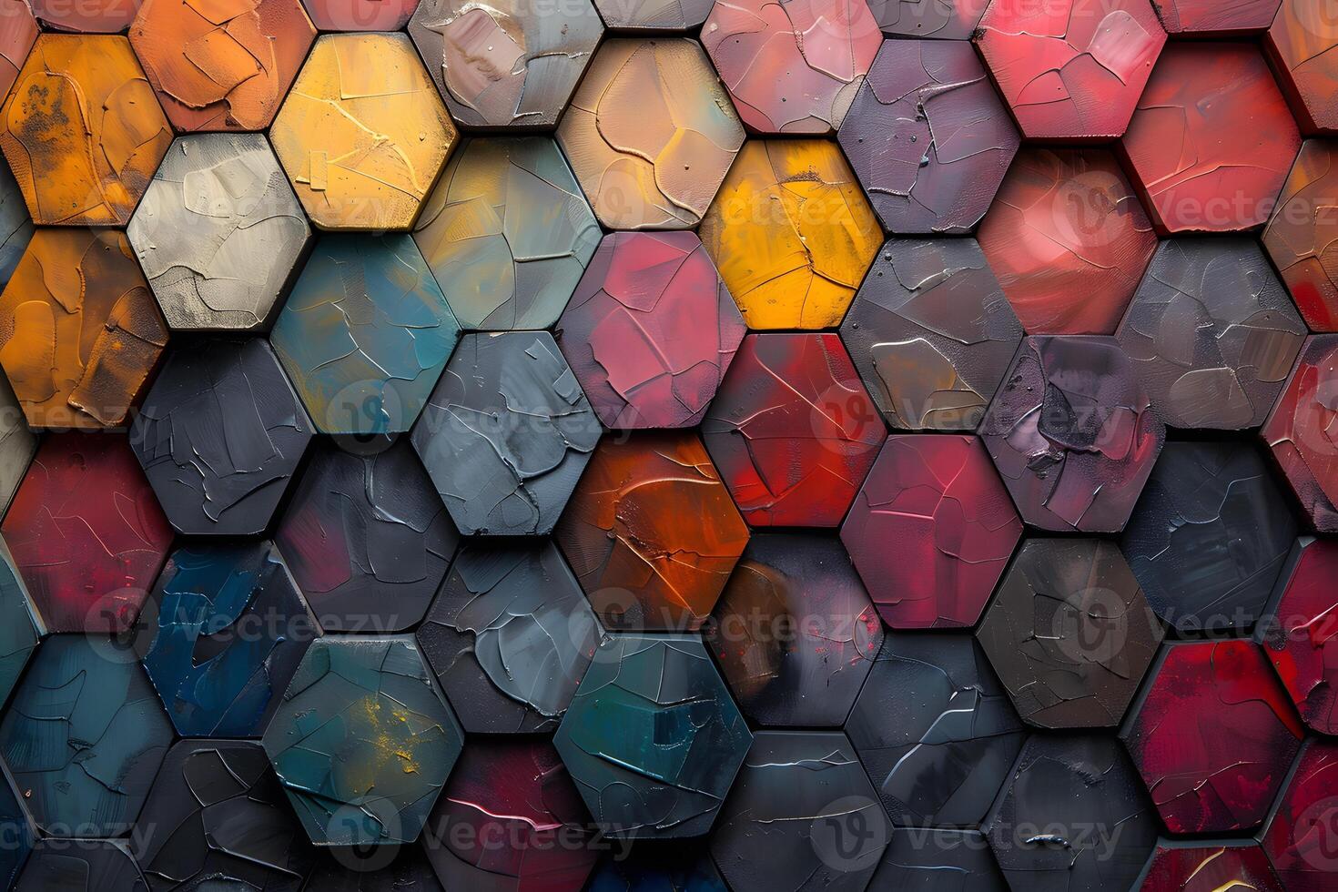 Abstract Textured Hexagonal Pattern in Vibrant Multicolors for Modern Design photo