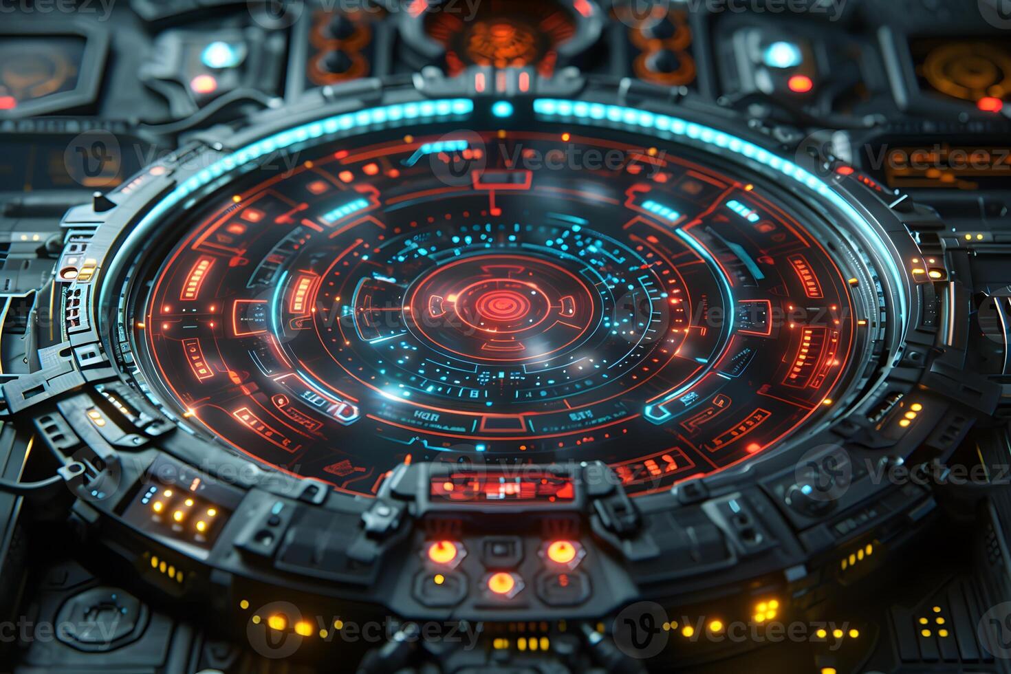 Futuristic Sci-Fi Interface with Circular Digital Elements for Technology Design photo