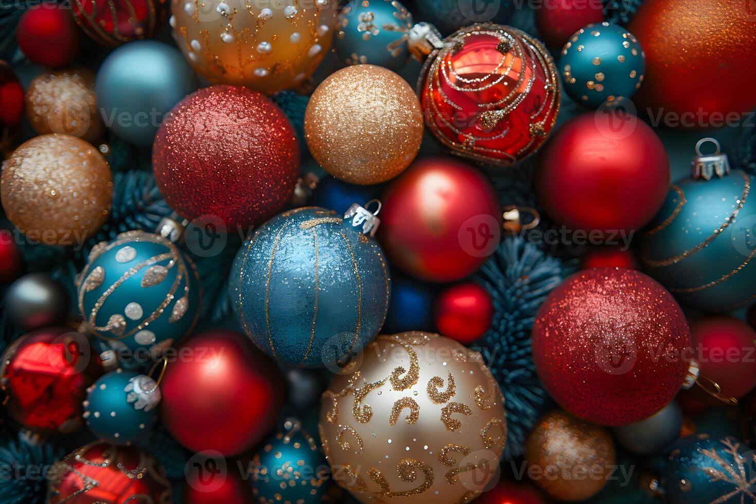 Festive Holiday Ornaments Display for Christmas Decor and Celebration Design photo