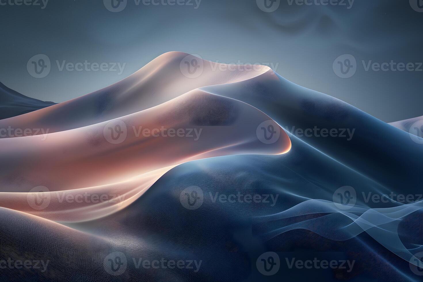 Abstract Desert Landscape with Surreal Light and Flowing Shapes photo