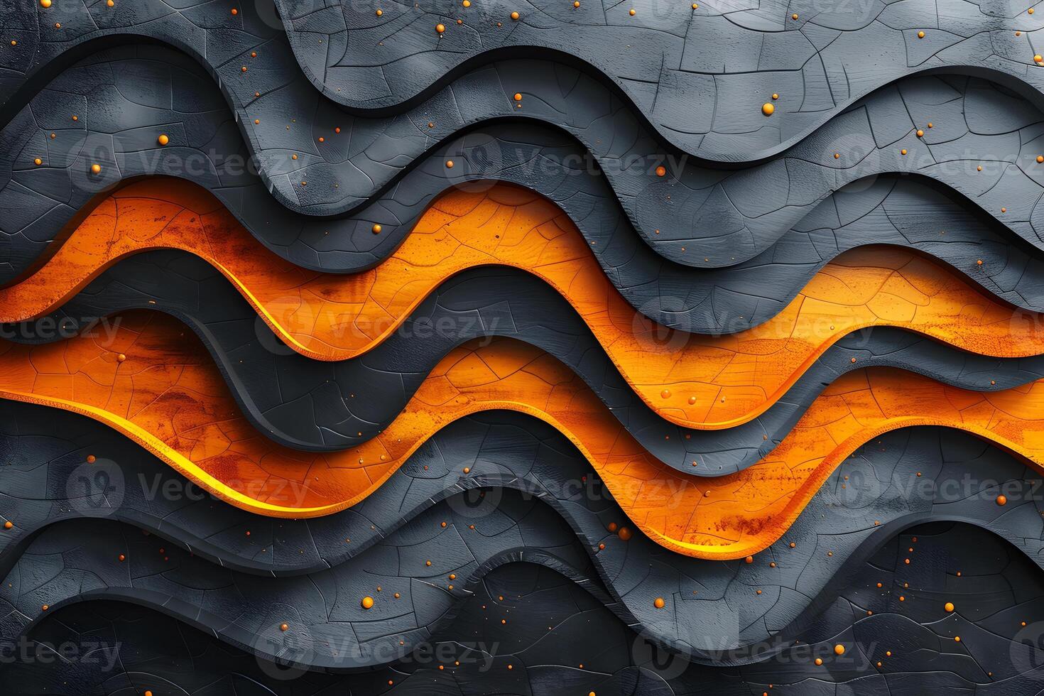 Abstract Waves of Orange and Black Textured Layers for Modern Design photo