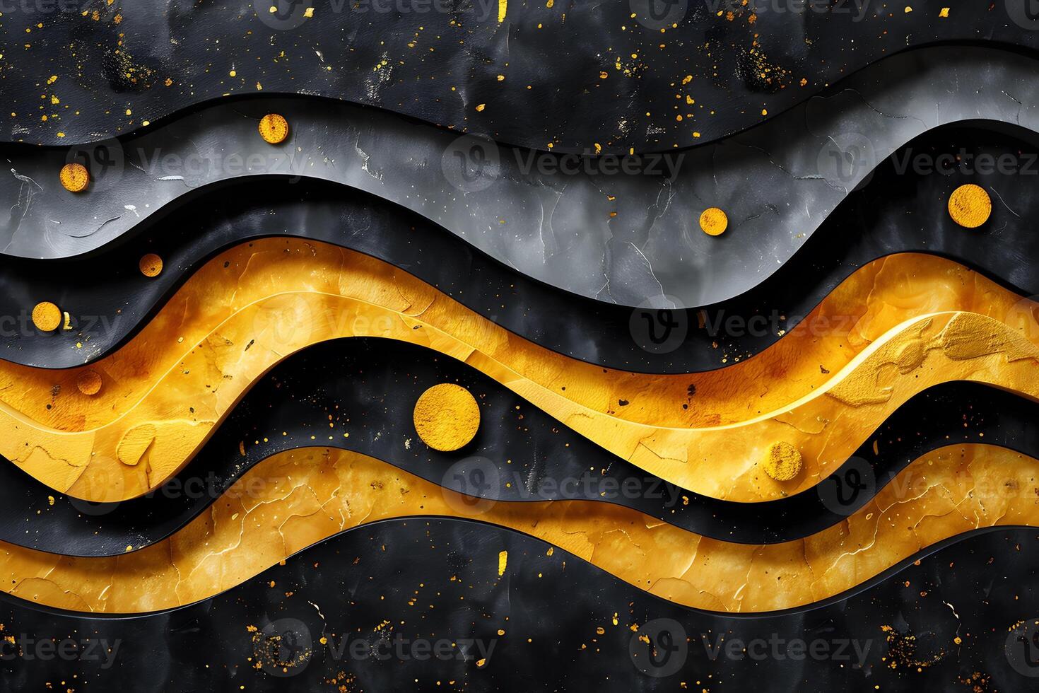 Abstract Waves in Gold and Gray with Textured Background for Modern Design photo
