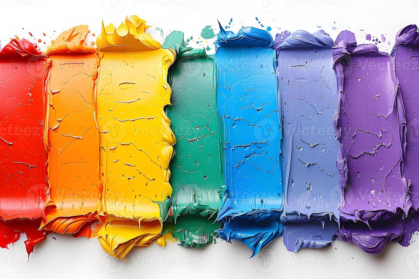 Vibrant Rainbow Palette of Thick Paint Strokes for Colorful Art Projects photo