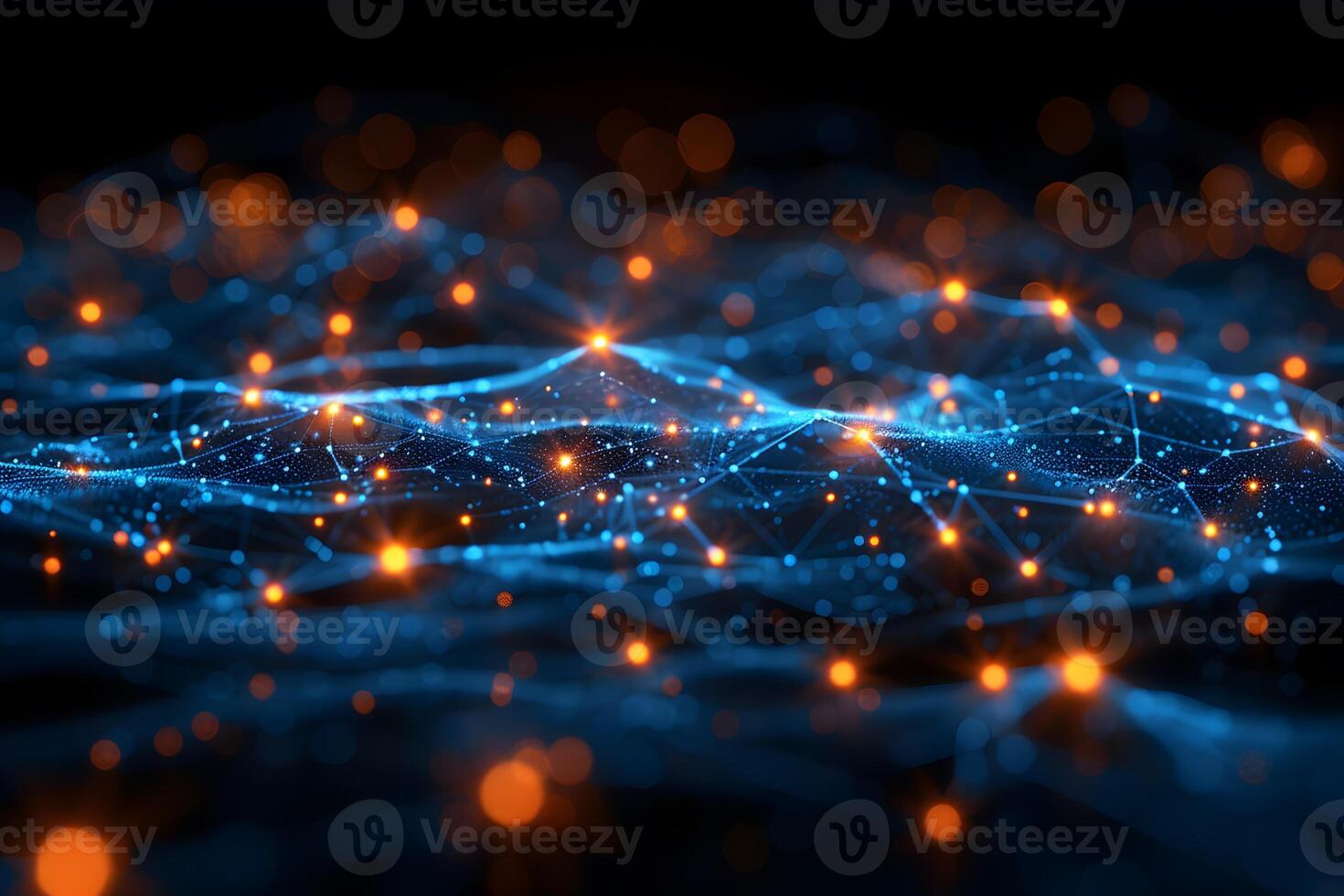 Futuristic Network Visualization with Glowing Nodes and Connections photo