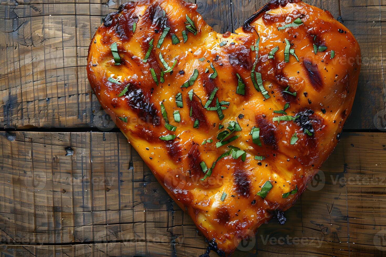 Heart-Shaped Cheese Pizza on Rustic Wooden Background for Valentine's Day photo