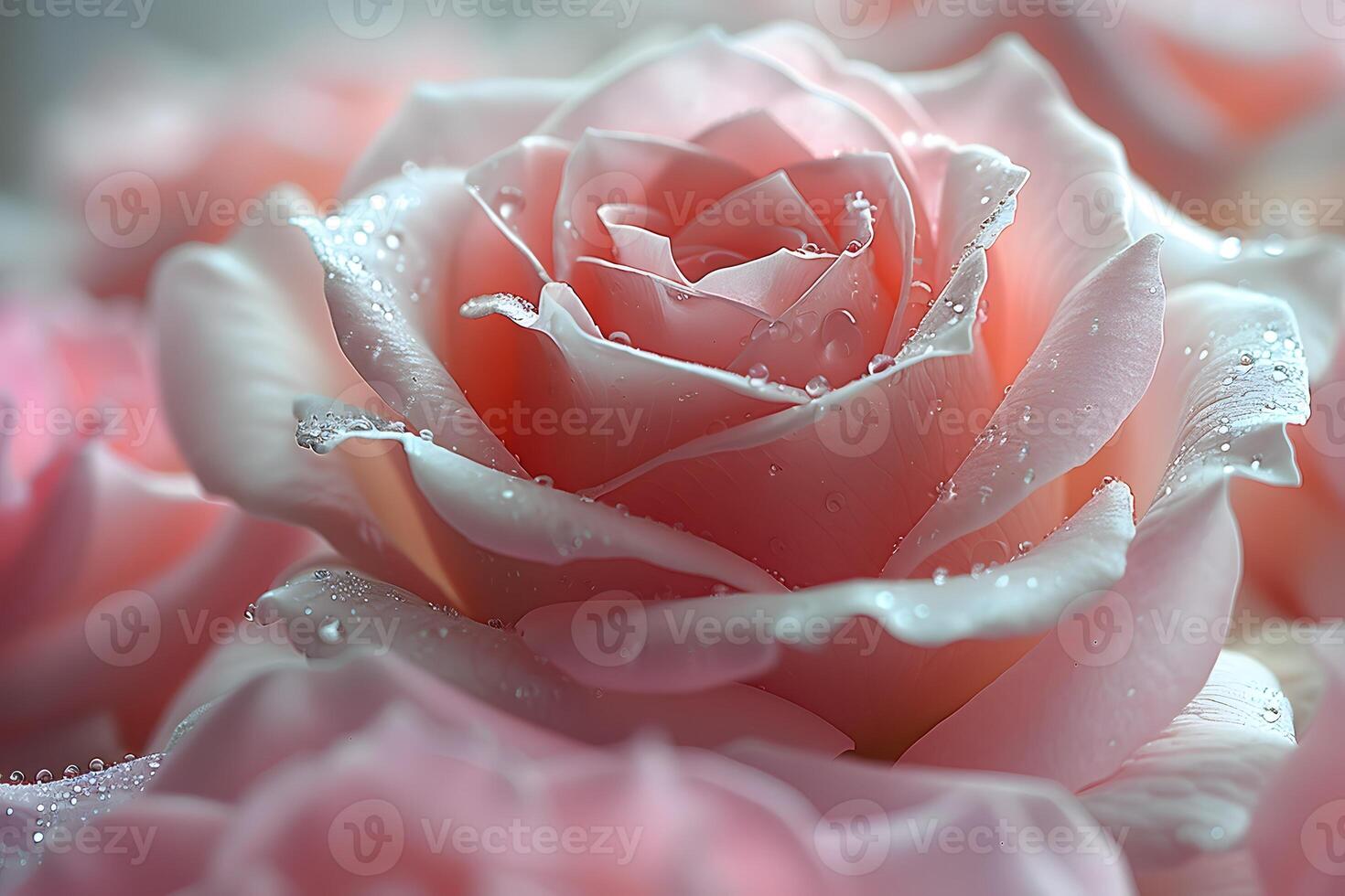 Elegant Pink Roses with Dew Drops - Perfect for Floral Design and Romantic Themes photo