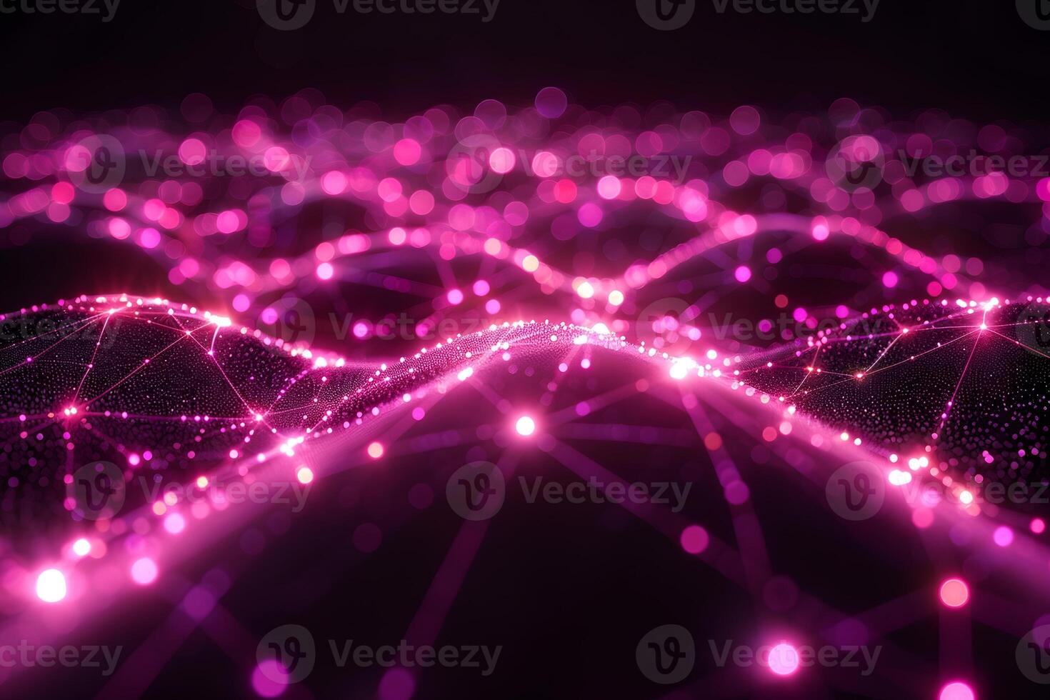Abstract Digital Wave with Pink Lights and Network Connections for Technology Design photo