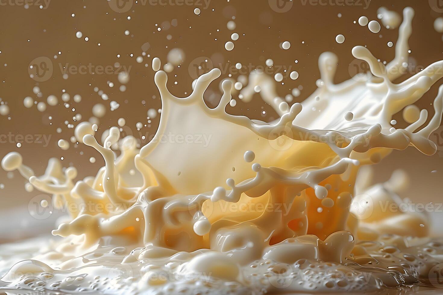 Dynamic Splash of Milk with Elegant Drops and Fluid Motion photo