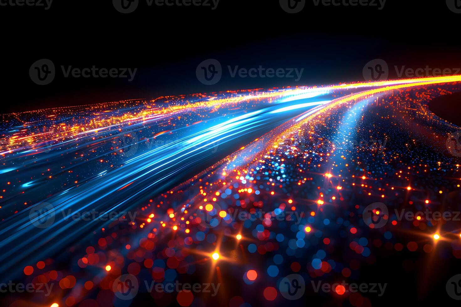 Futuristic Data Stream with Vibrant Light Trails for Technology Concepts photo