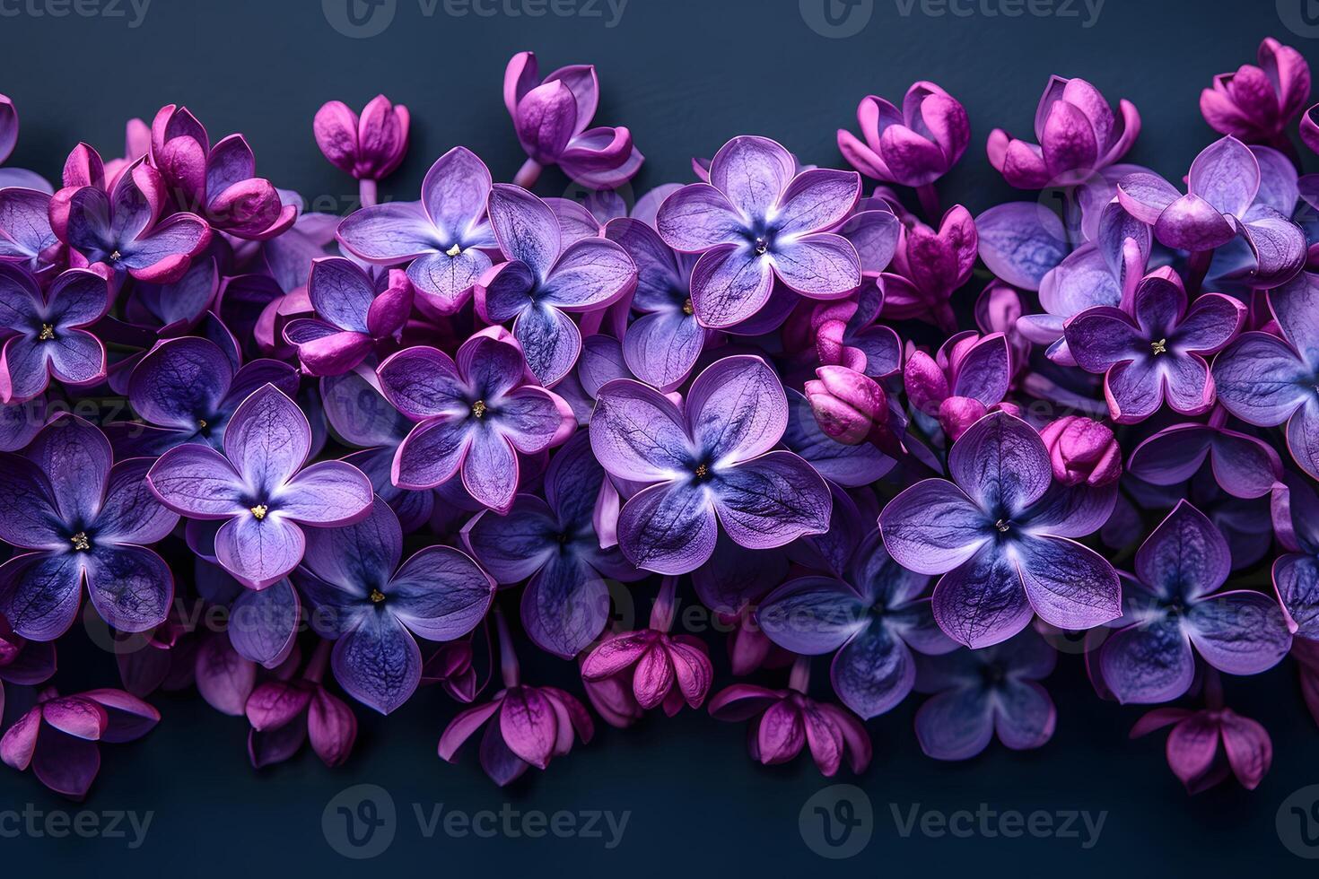 Vibrant Purple and Pink Lilacs on Dark Background for Floral Design and Decor photo