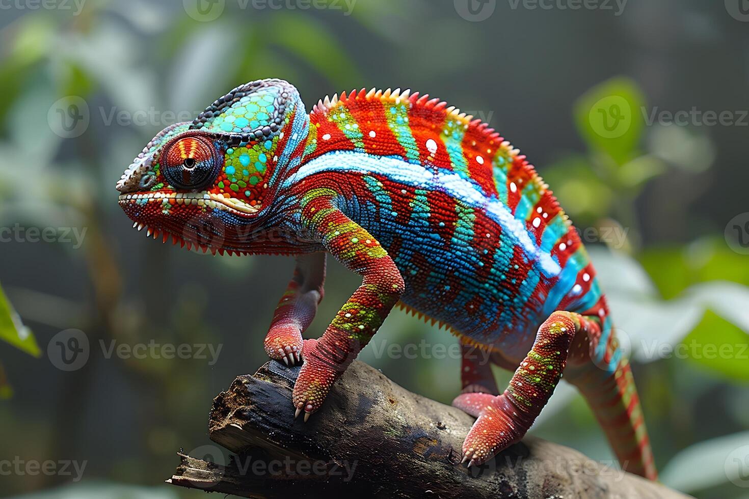 Vibrant Chameleon in Natural Habitat for Wildlife Photography and Print Design photo