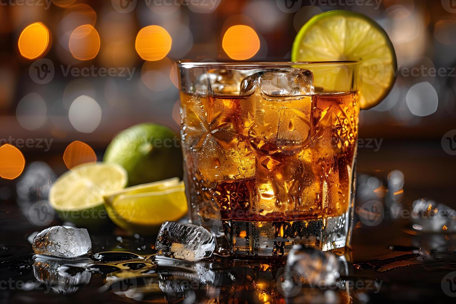 Refreshing Citrus Whiskey Cocktail with Lime Garnish for Bar Menu Design photo