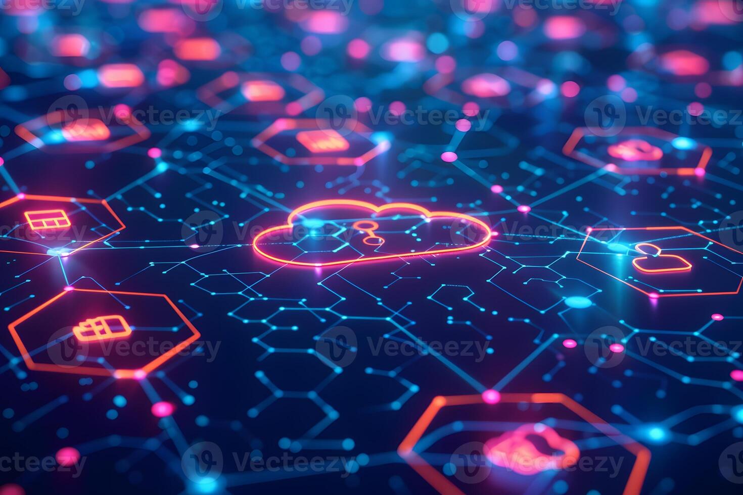 Futuristic Cloud Computing Network Design for Technology and Innovation Concepts photo