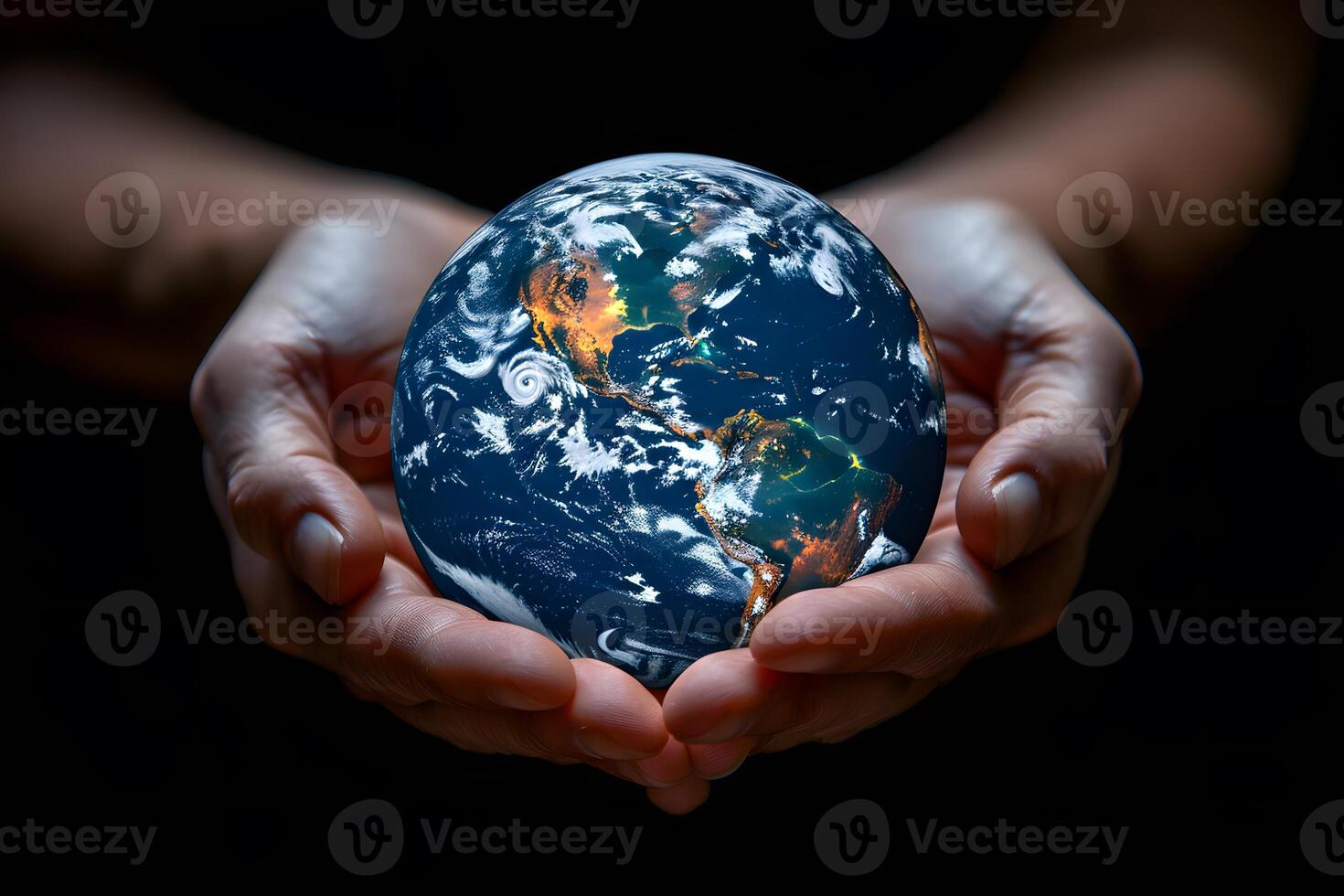Earth in Hands Concept of Global Responsibility and Environmental Protection photo
