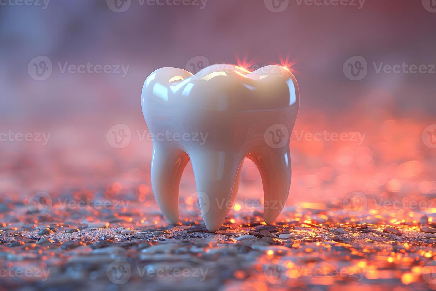 Shiny Tooth Sculpture on Abstract Surface - Dental Health Concept for Print or Design photo