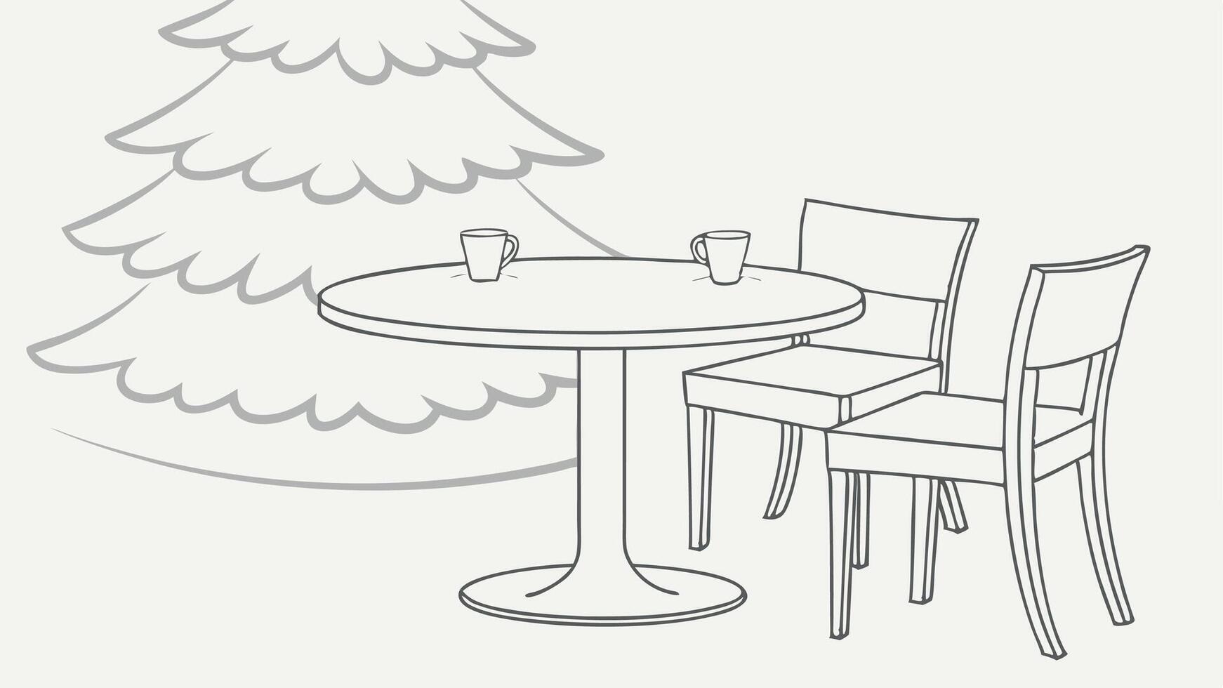 White empty table with blurred christmas tree and copy space vector