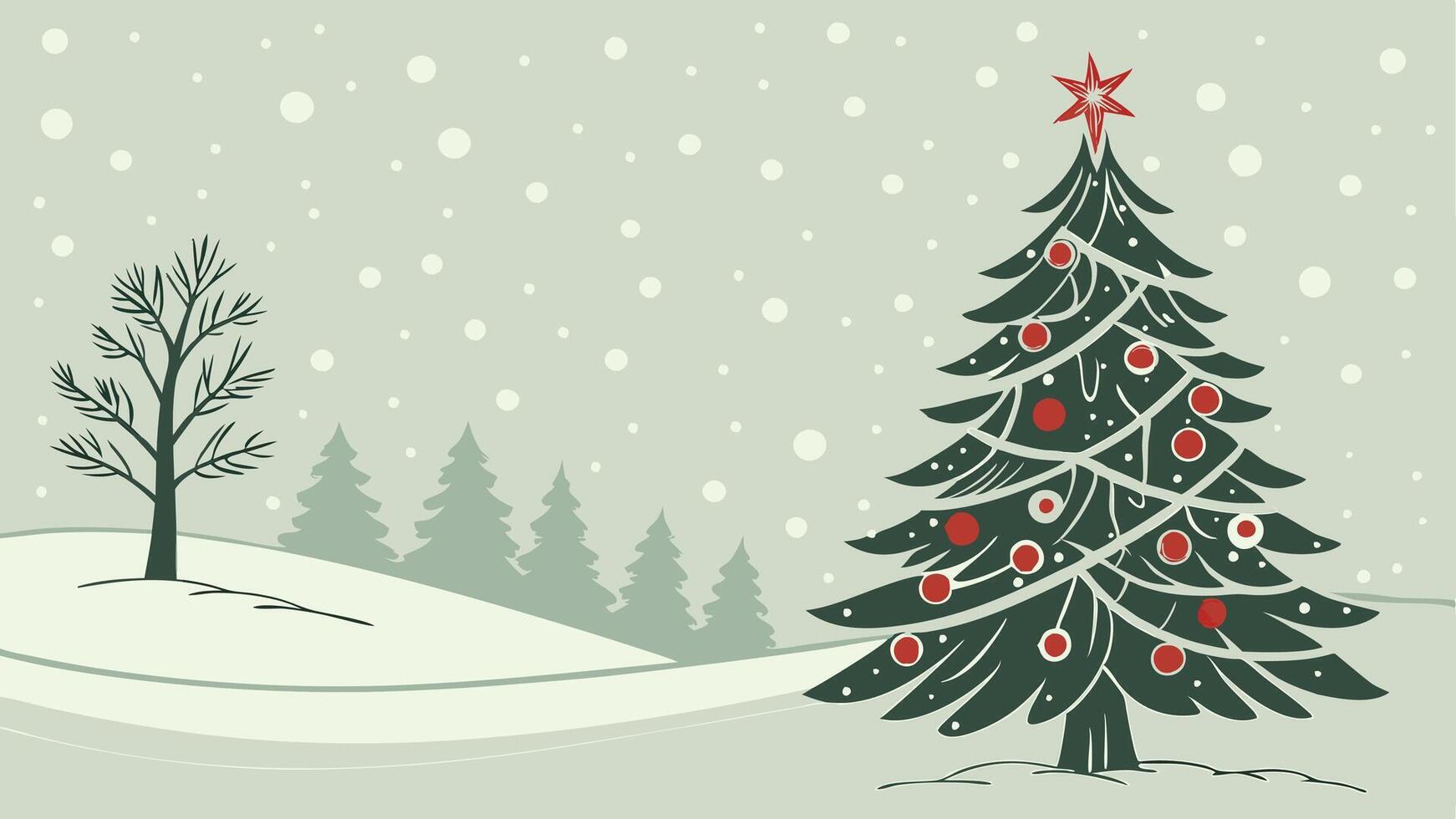 Background with christmas tree. snow. and bokeh. text space vector