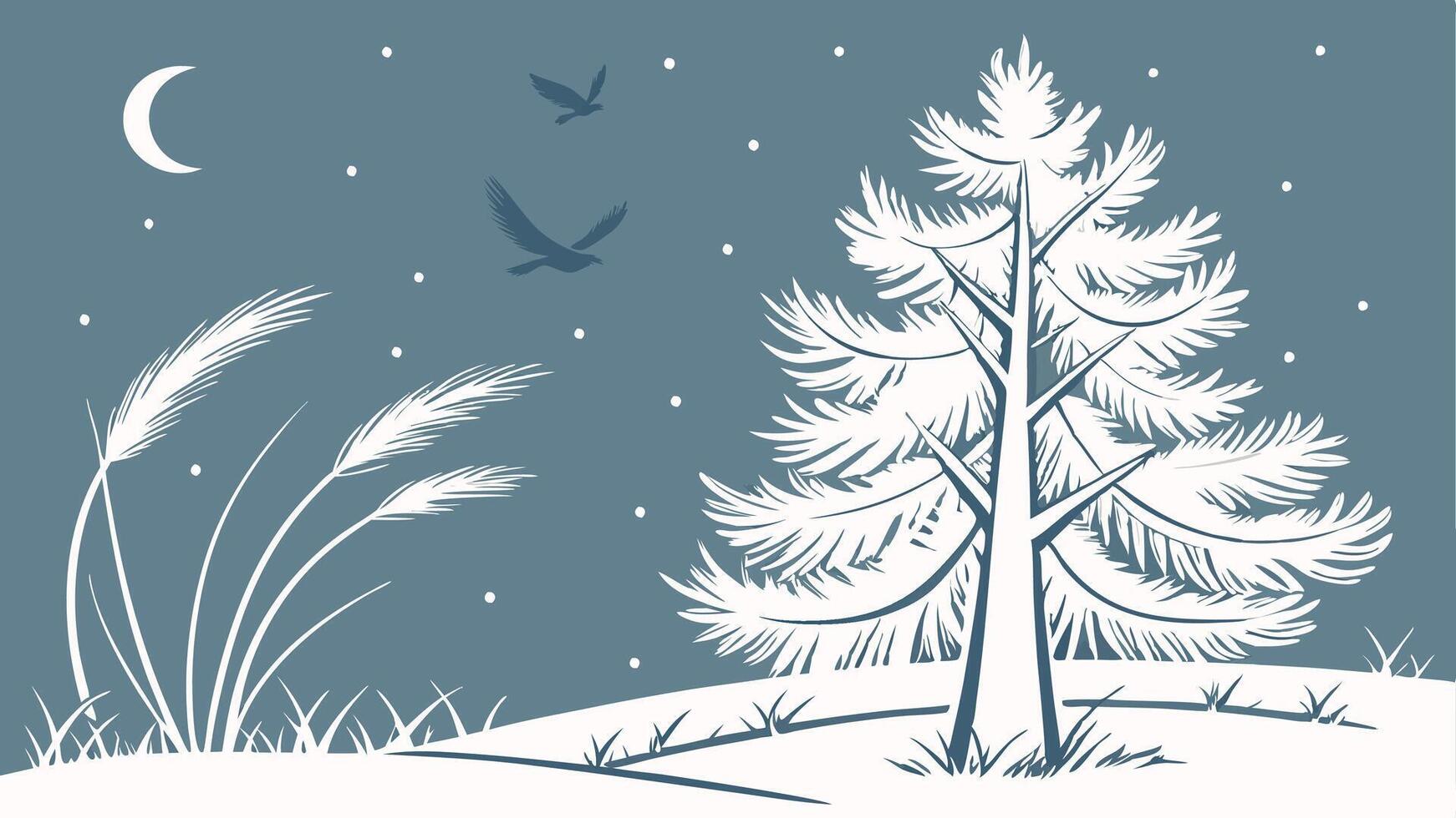 White feather christmas tree isolated on blue background vector