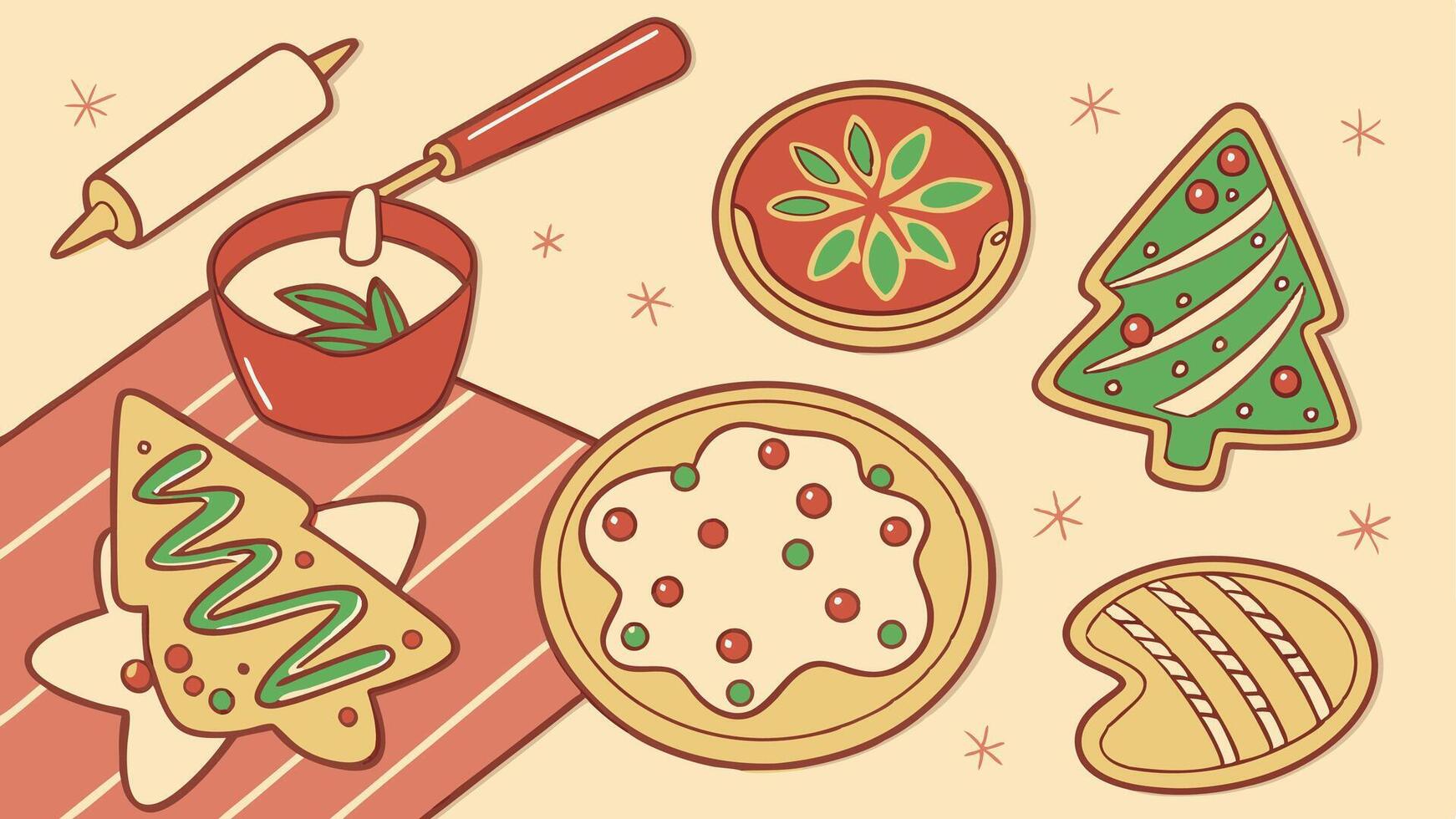 Background with christmas cookies created using tools vector