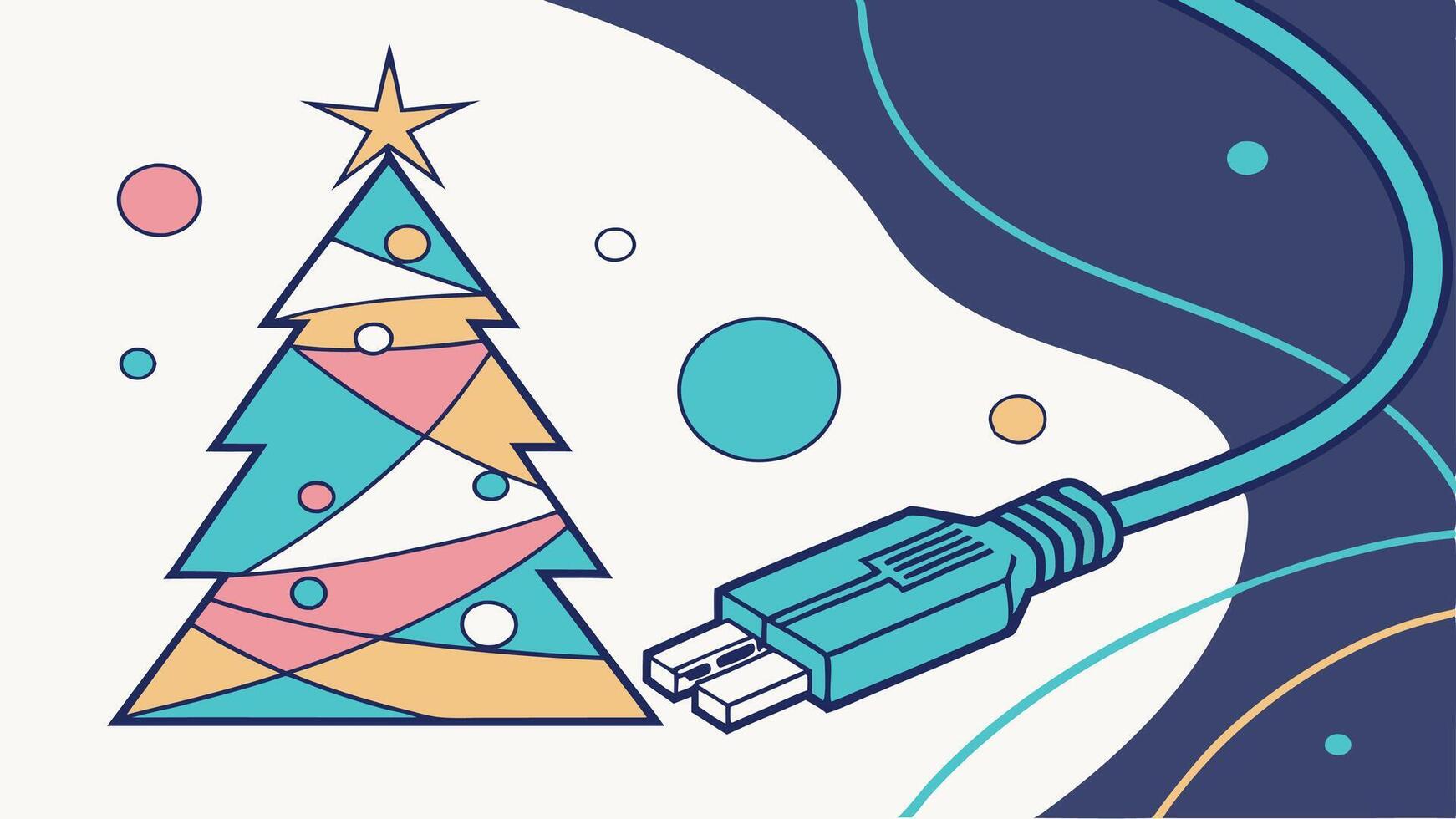 Creative New Year design template with fiber optic cable and an abstract Christmas tree. vector