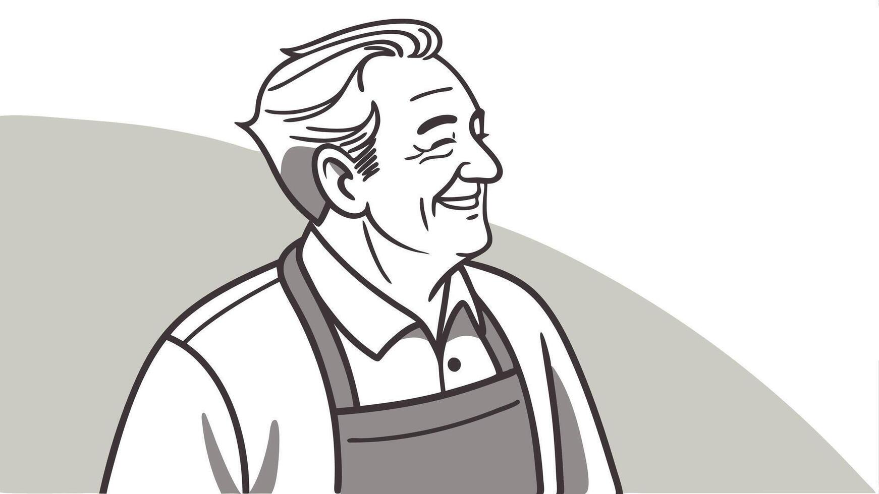Smiling senior gift shop owner. male business portrait vector