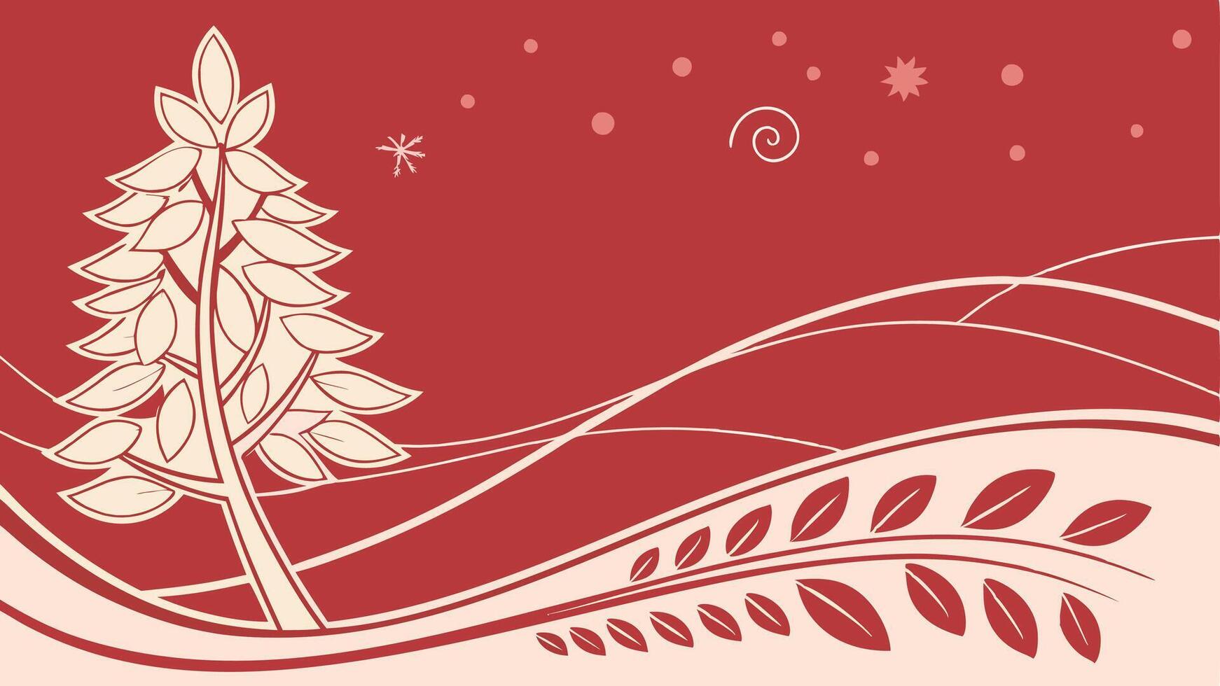 Simple red christmas background with organic shapes. digital illustration. created with vector
