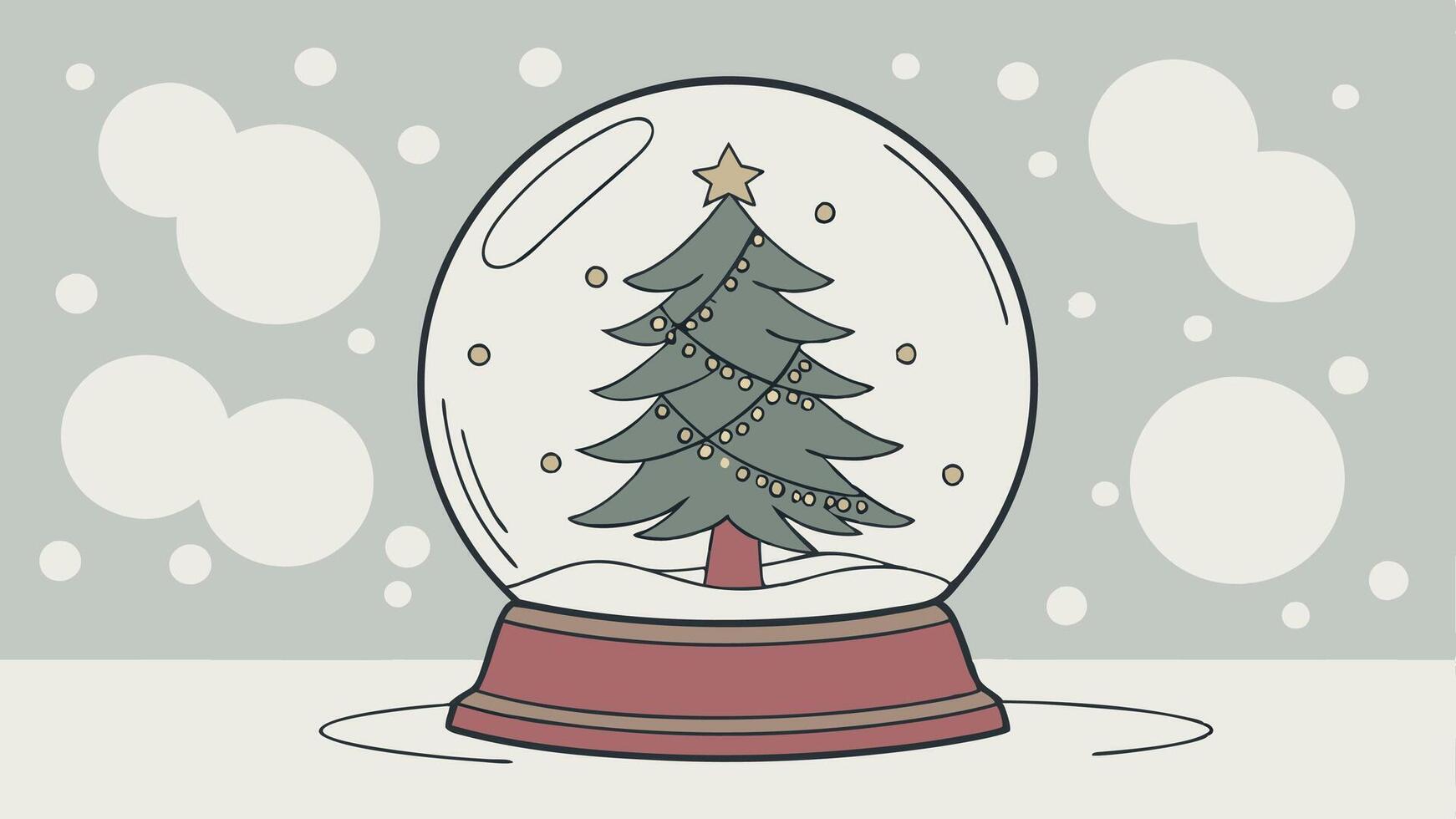 Snow Globe With Christmas Tree And Bokeh. Christmas Eve. vector