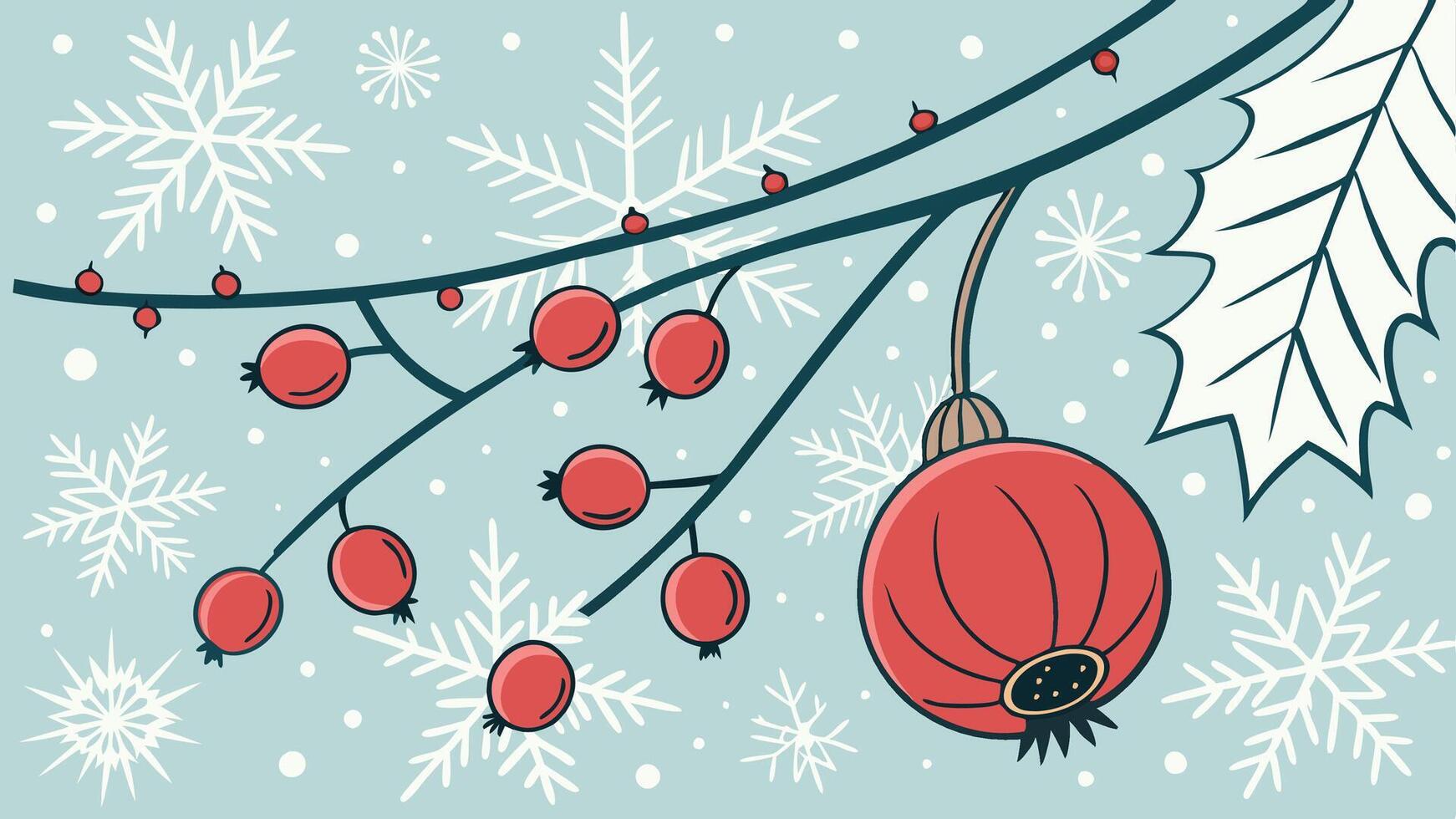 Red christmas decoration. background with many snowflakes and holiday for Christmas. vector