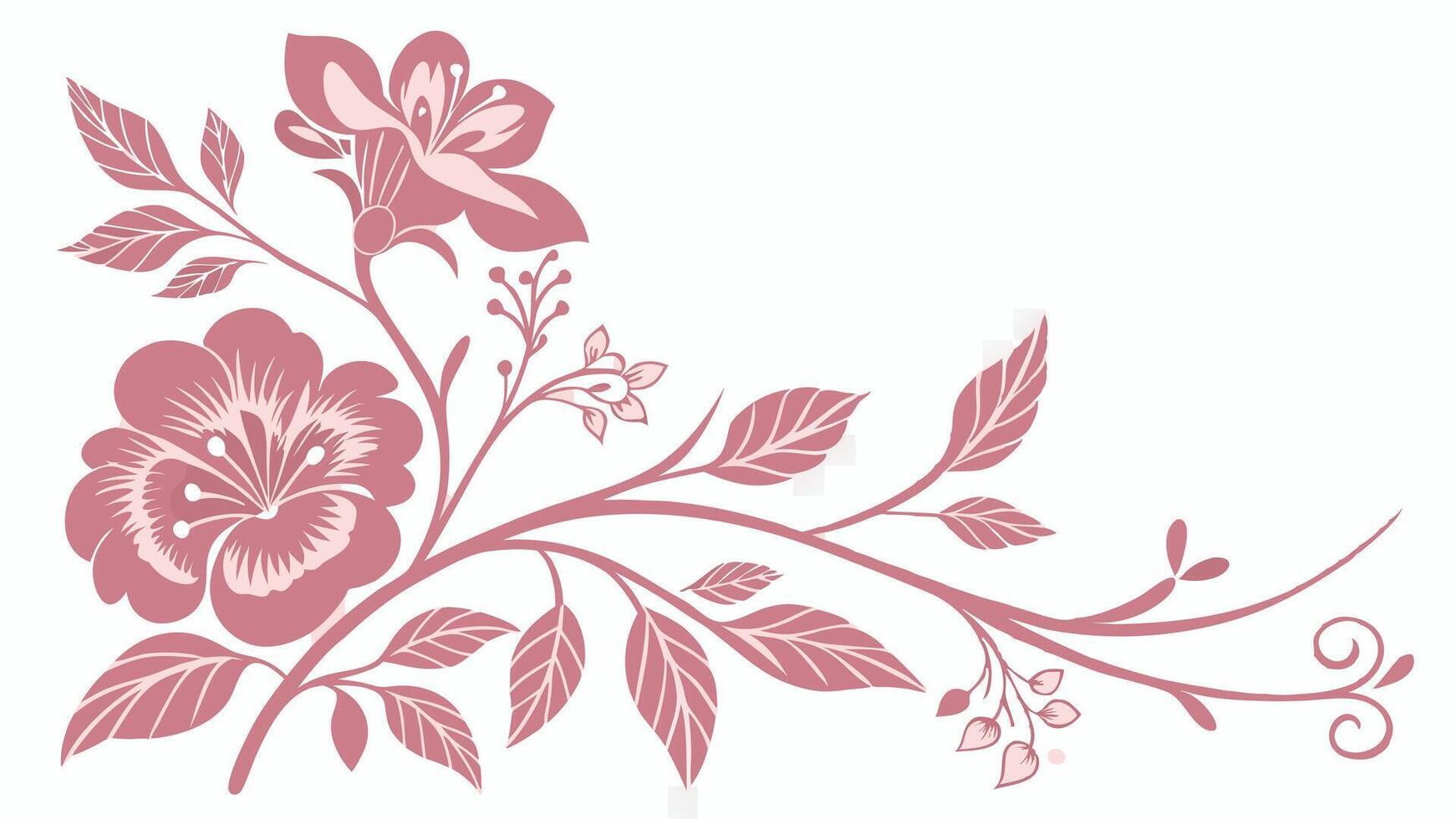 Set of watercolor rococo pink floral frame. isolated on transparent background vector
