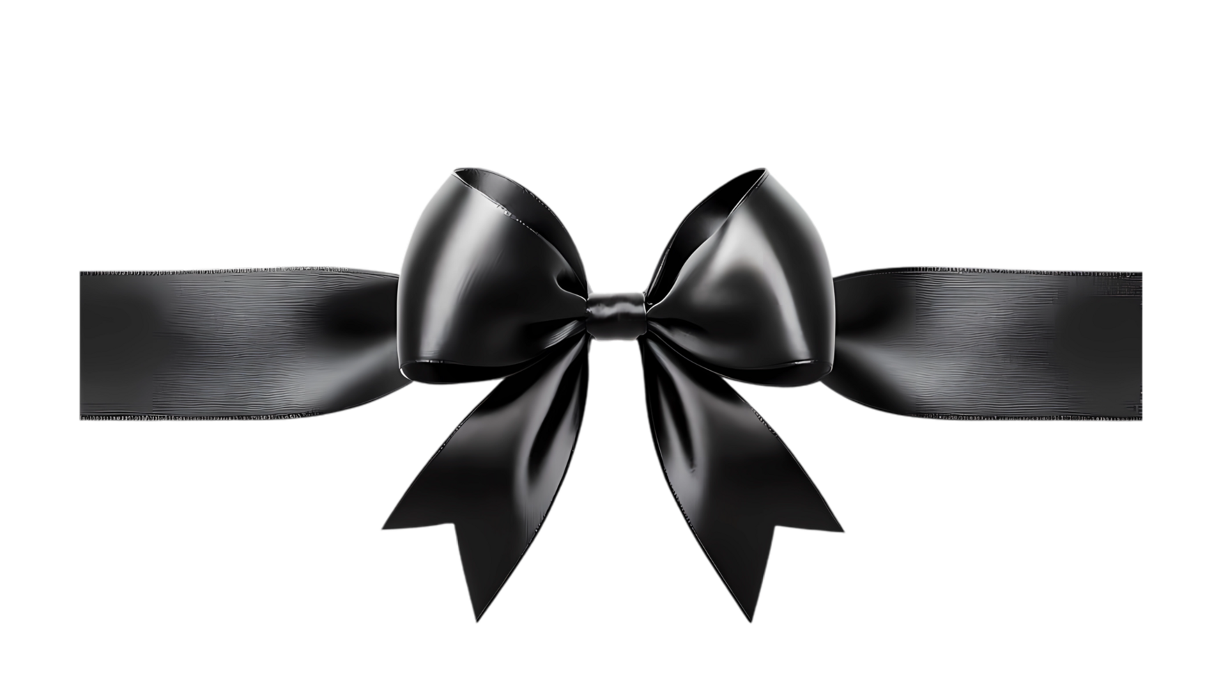 black ribbon with bow on transparent background png