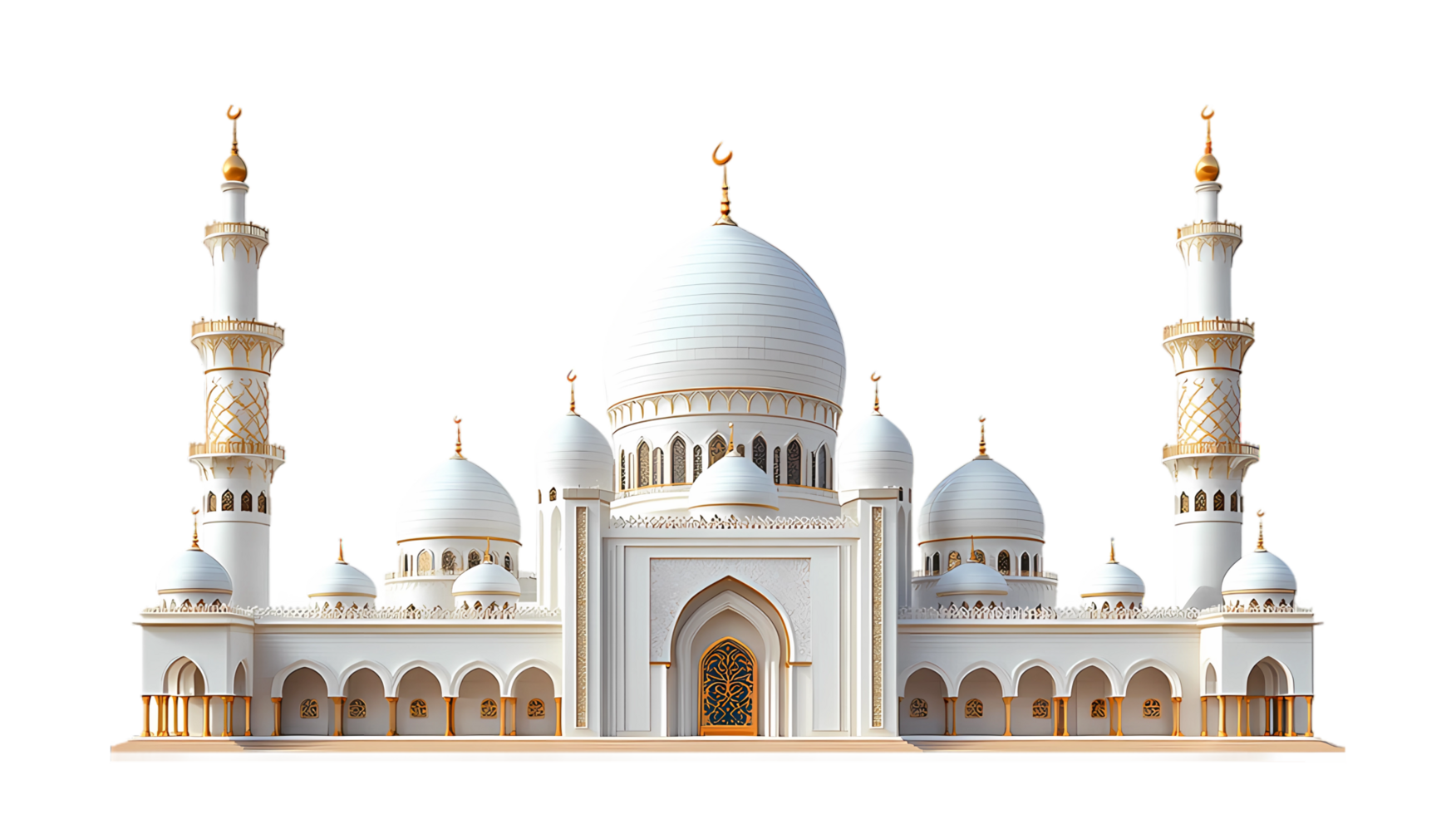 a white mosque with a large dome on top png