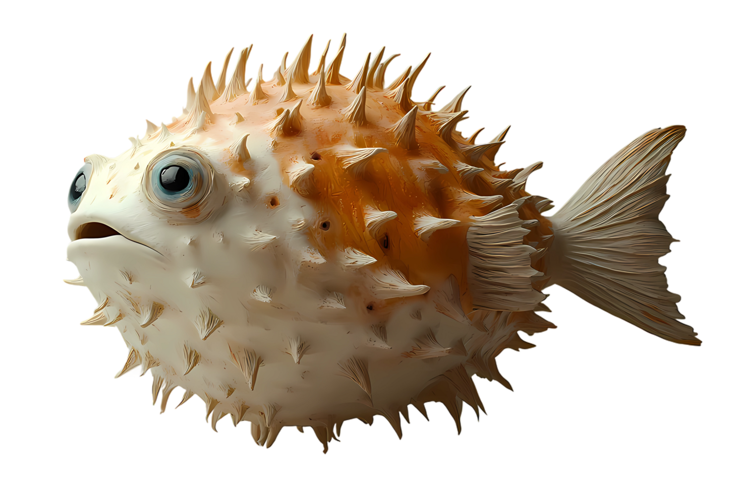 a puffer fish with spiky fins on a transparent background png