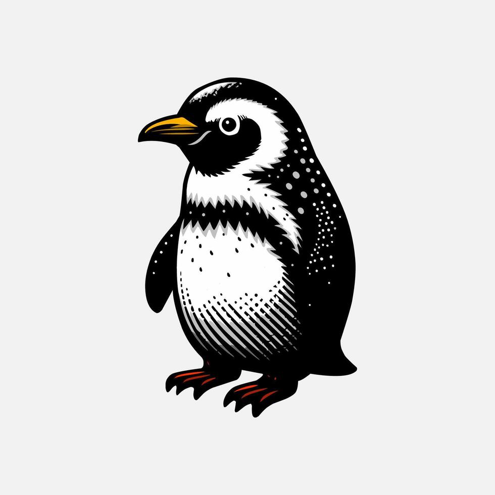 Penguin hand drawn illustration work vector
