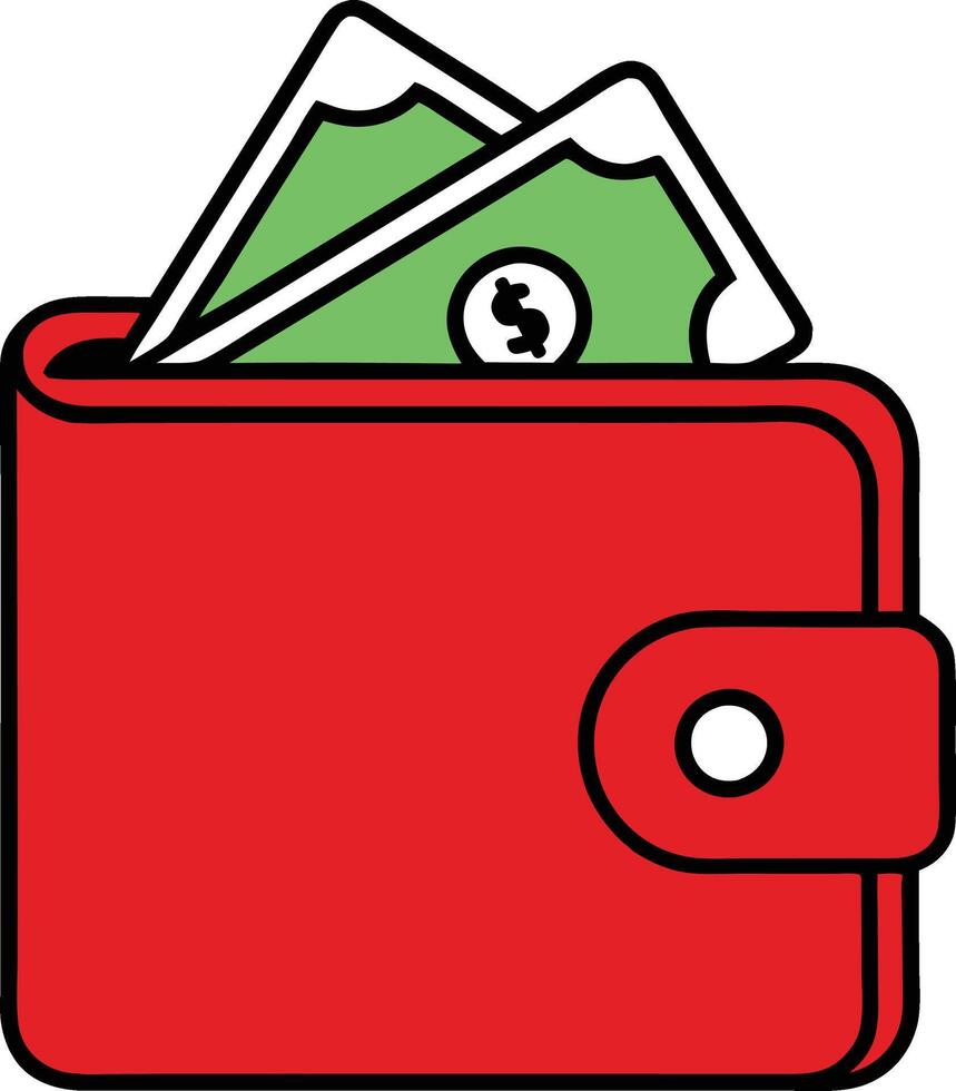 Playful Wallet with Cash in a Fun Cartoon Design vector