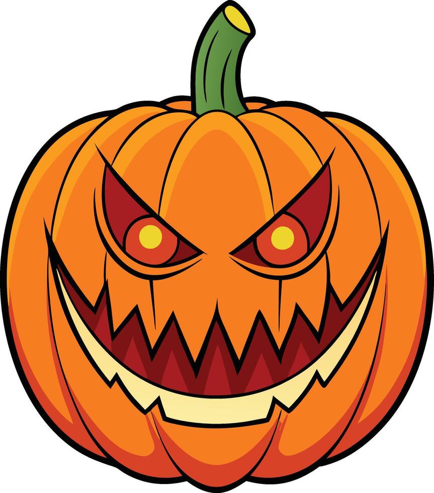 Spooky Cartoon Jack-o'-Lantern with Glowing Red Eyes for Halloween vector