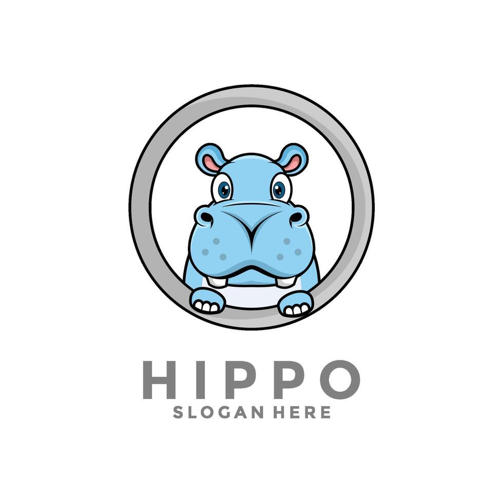 Hippo Head Cartoon logo , Mascot Hippo logo design vector