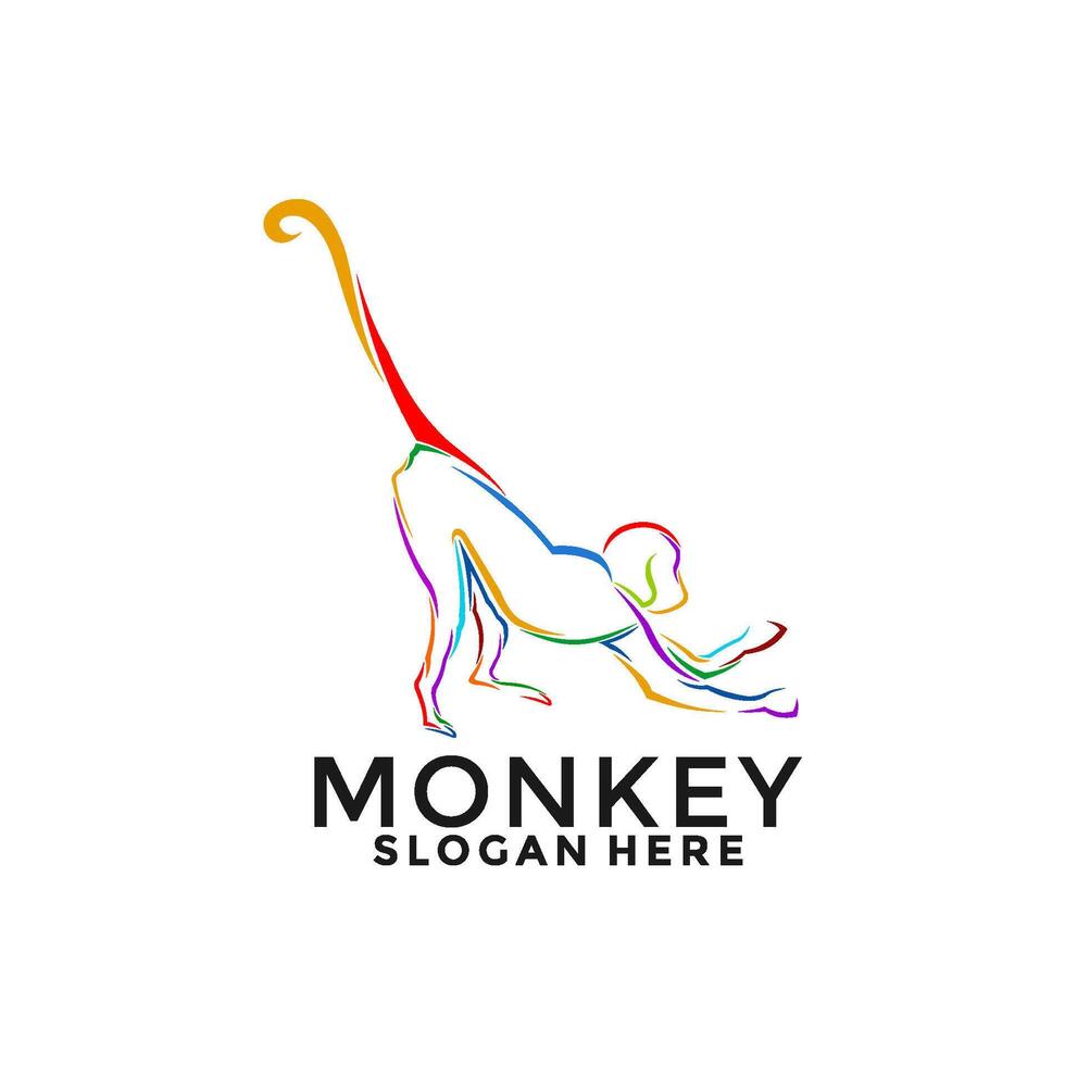 Creative Colorful Monkey Logo , Chimp logo, premium minimalism monkey logo icon template vector