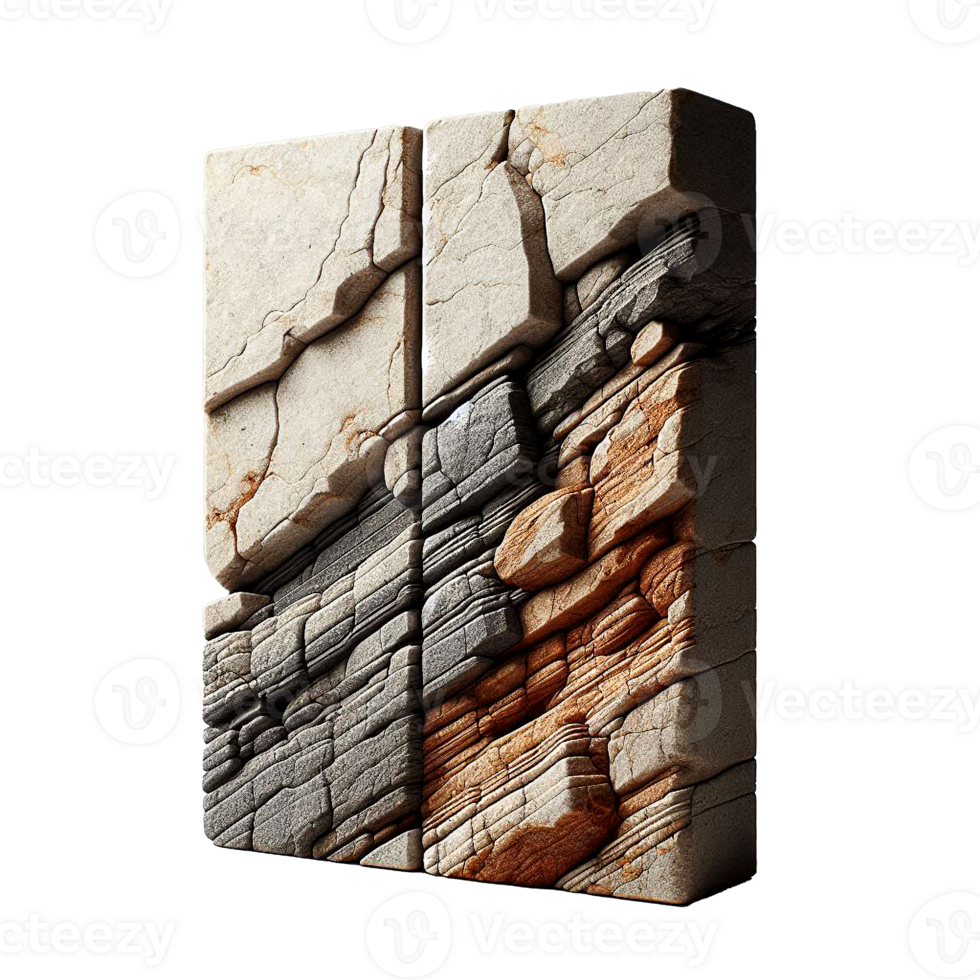 Elegant and realistic rustic textured rock stone surface with cracked marble slabs png