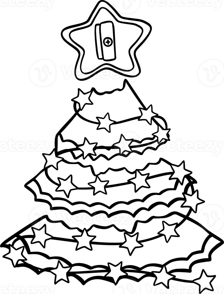Groovy Christmas Pencil dust Hand Drawn outline coloring image png