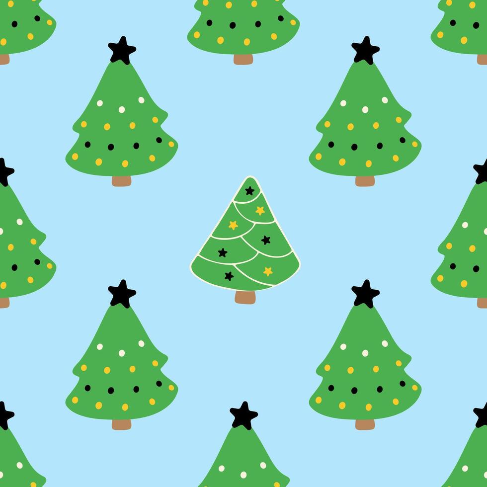 Christmas Trees Seamless Pattern on Blue Background vector