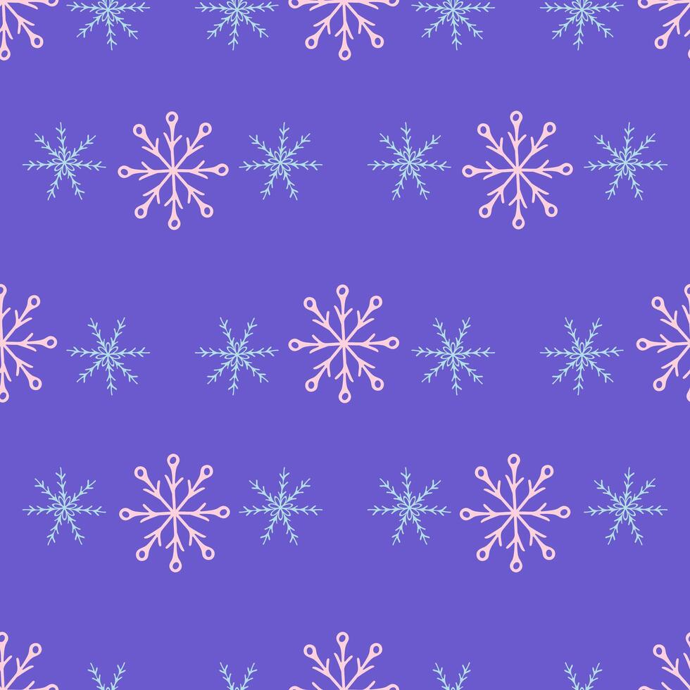 Snowflake Pattern in Pastel Tones on a Purple Background. Winter Design vector